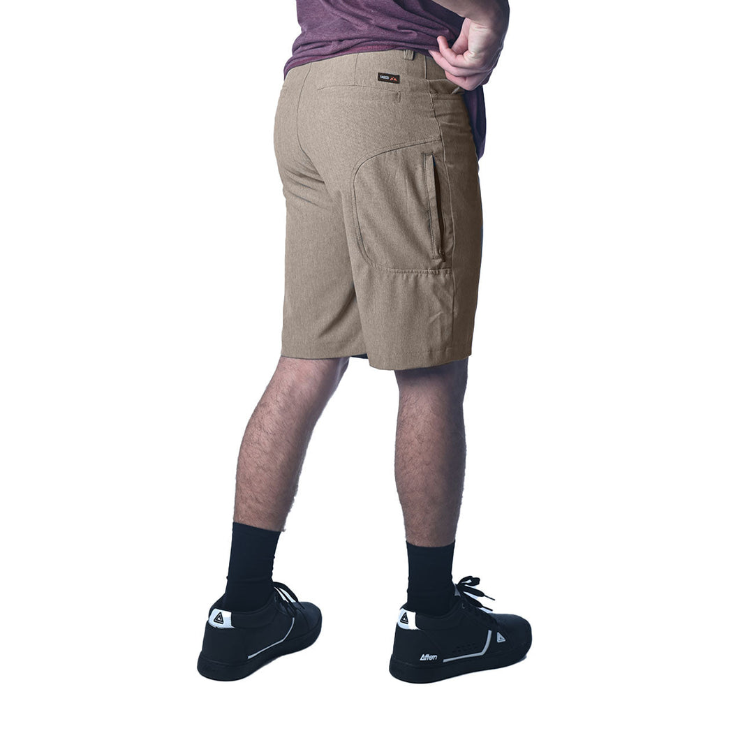 TASCO MTB Sessions anything hybrid shorts, Oatmeal on body rear view